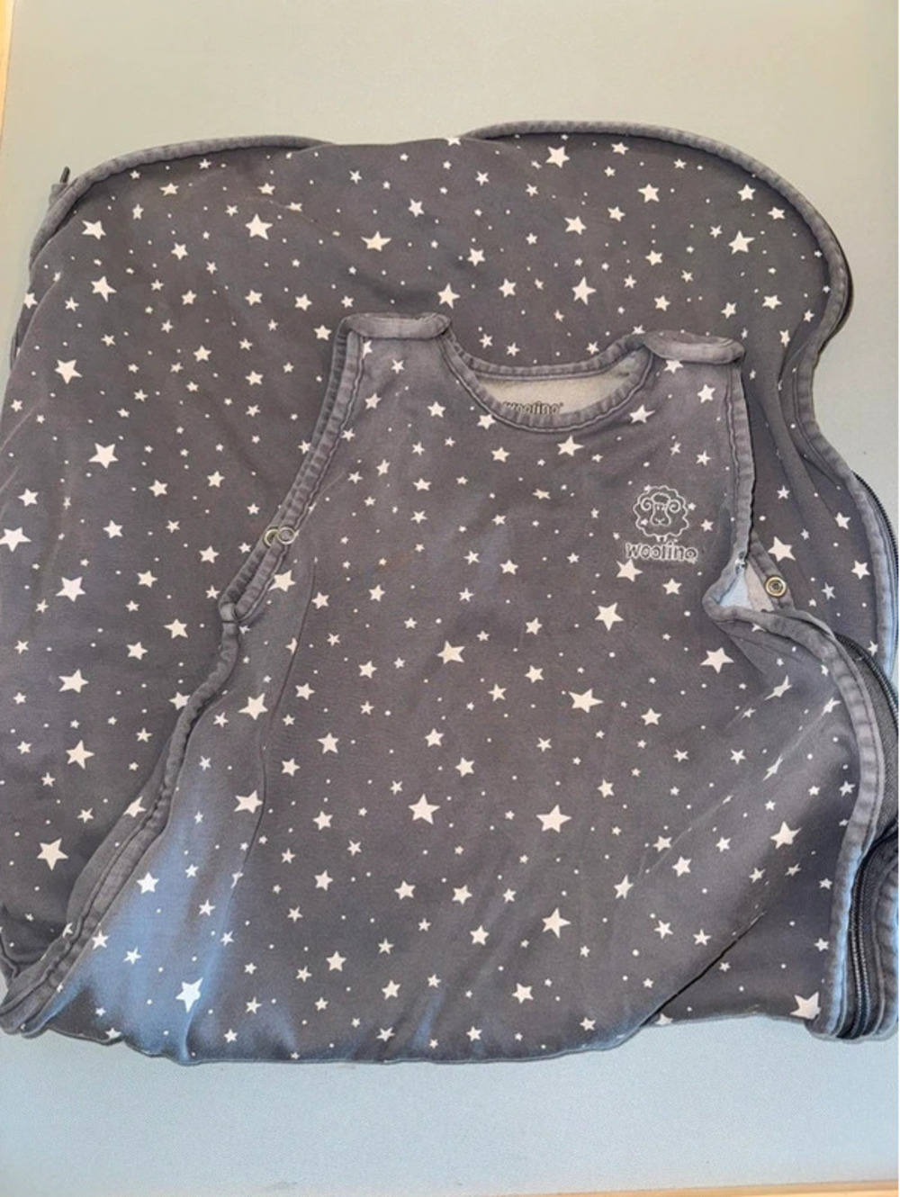 Woolino 4 Season Ultimate Sleep Bag, Merino Wool &Organic Cotton Star Gray 2-4 Y